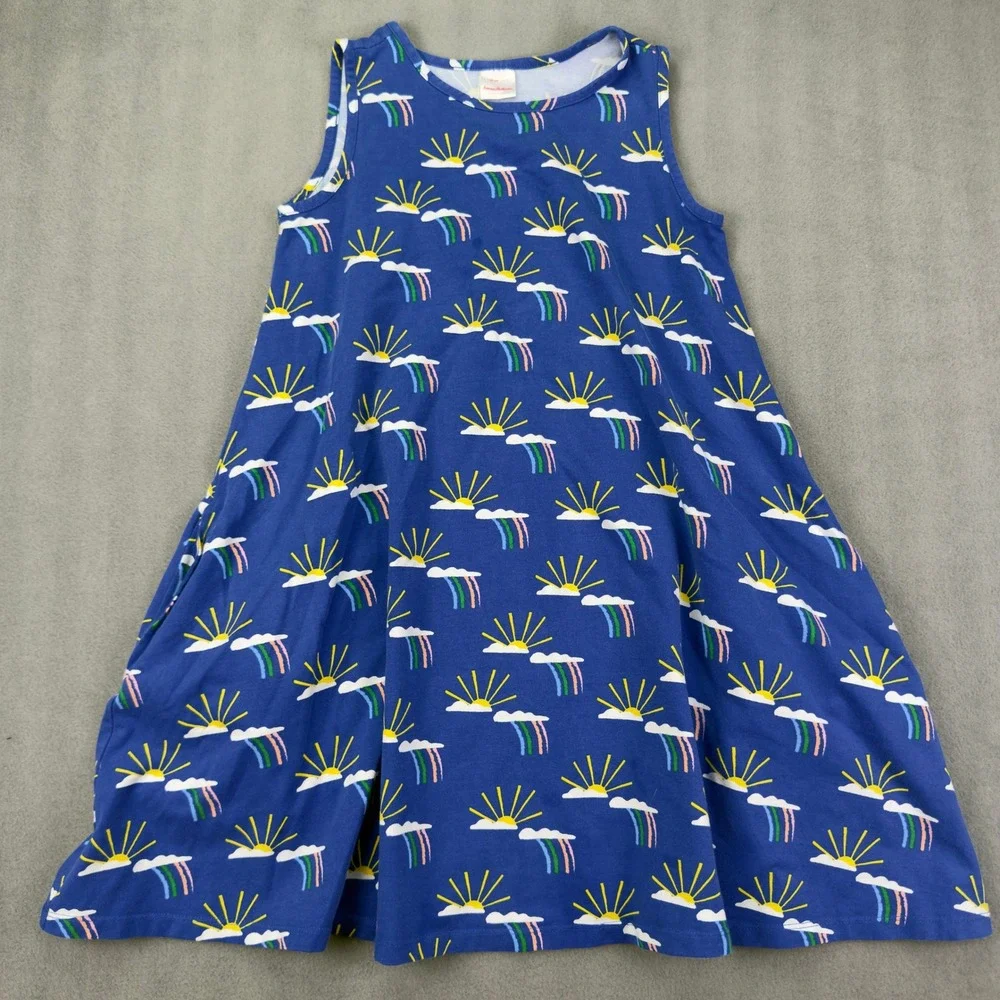 Hanna Andersson Play Dress Size 12 Blue Rainbow Sun Kids Sleeveless
